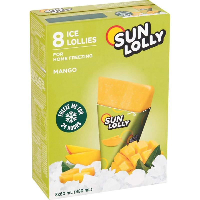 Sun Lolly Frozen Ice Lollies Mango Kids Summer Treats Snacks 8 Pack X 60ml