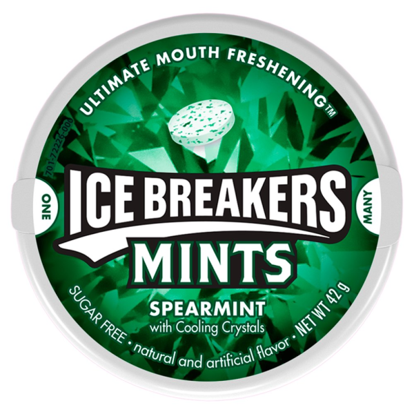 Ice Breakers Sugar Free Mints Spearmint Flavour Tub 42g X 8 Tubs