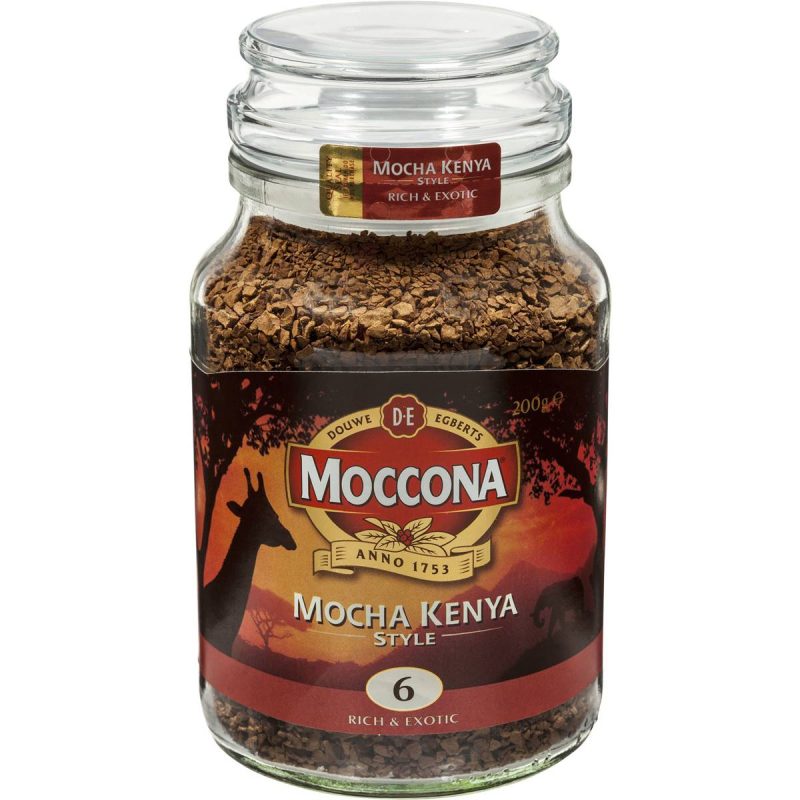Moccona Mocha Kenya Style Rich Exotic Freeze Dried Medium Roast Instant Coffee Jar 200g