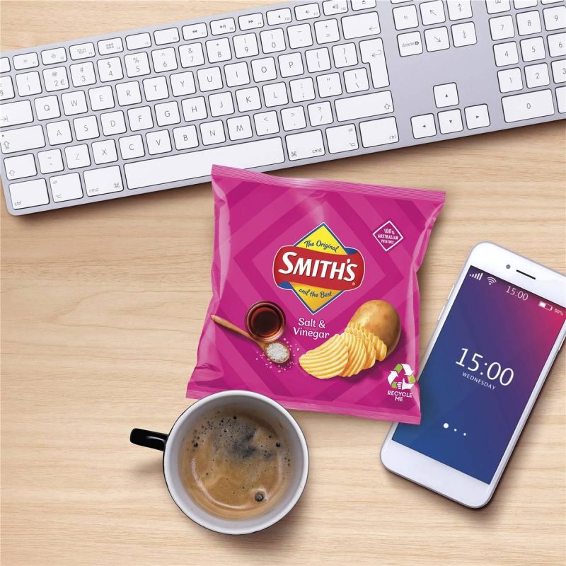 Smiths Crinkle Cut Salt and Vinegar Potato Chips Share Pack 19g X 6 Packs