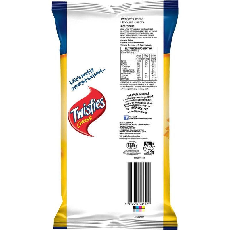 Twisties Chips Cheese Snacks Multipack 114g