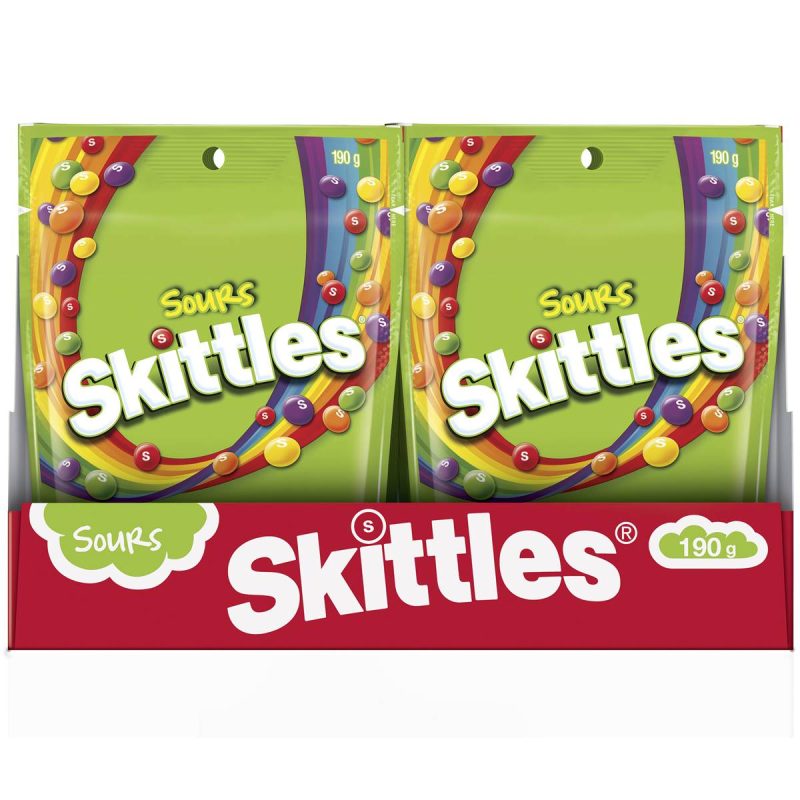 Skittles Sours Sour Chewy Candy Lolly Large Pouch Bag 190g