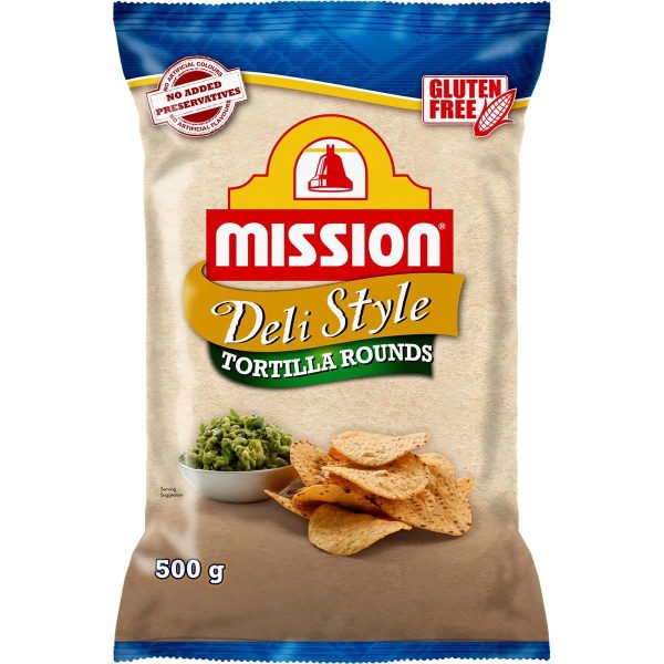 Mission Deli Style Corn Chips Tortilla Rounds Pack 500g