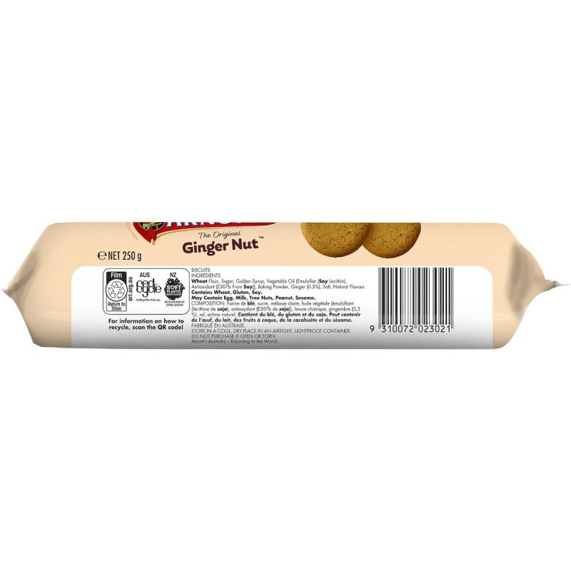 Arnotts Original Ginger Nut Plain Biscuits 250g