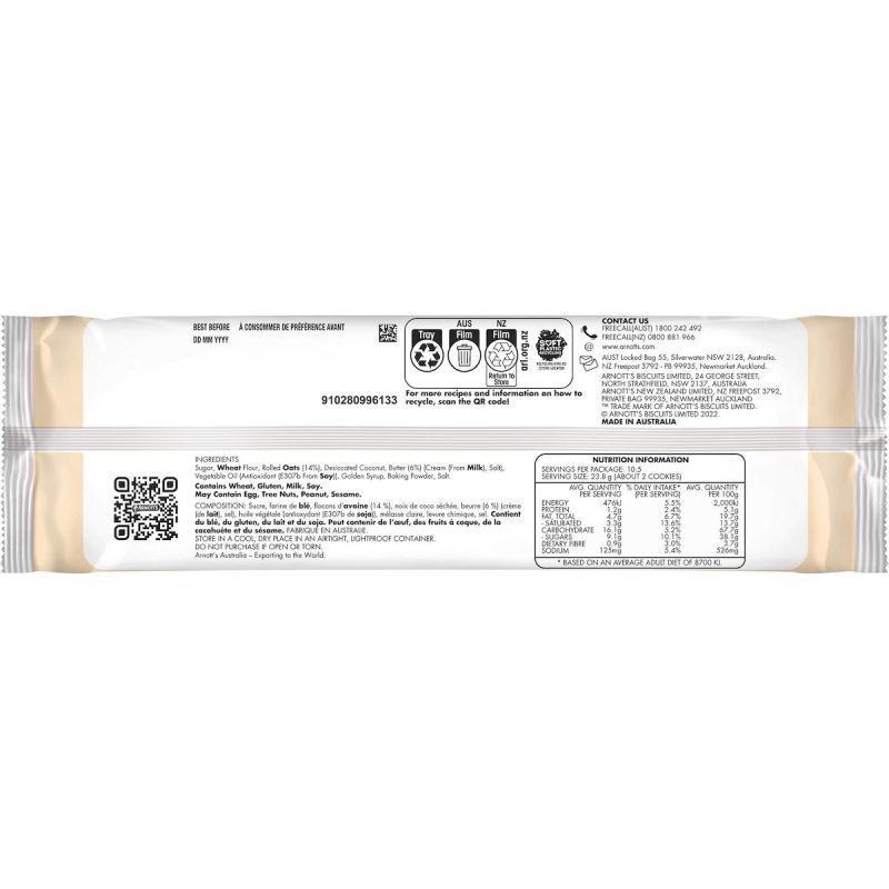 Arnotts Butternut Snap Cookie Biscuits 250g