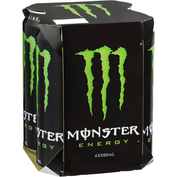 Monster Green Energy Drink Can 500ml X 4 Pack