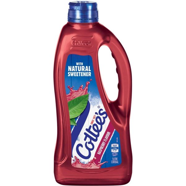 Cottees Raspberry Cordial Syrup Bottle 1L