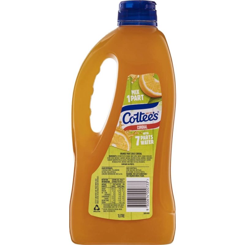 Cottees Orange Crush Cordial Syrup Bottle 1L