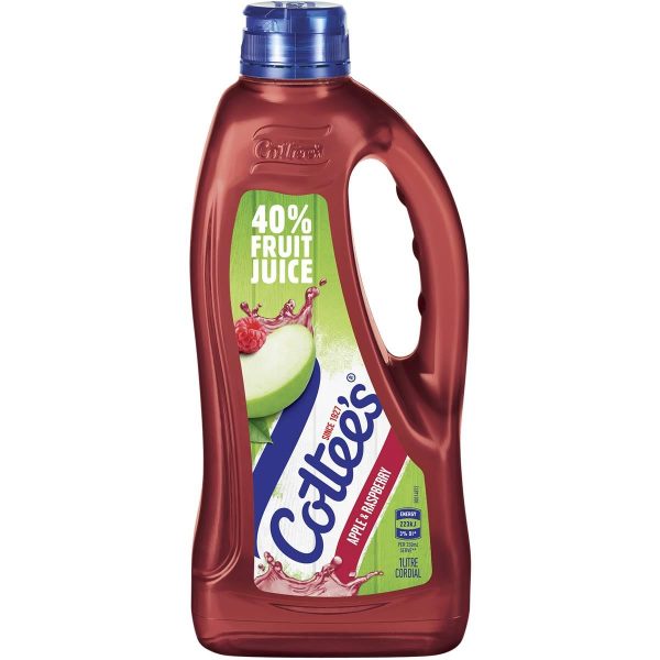 Cottees Apple Raspberry Cordial Syrup Bottle 1L