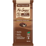 Well Naturally No Sugar Added Milk Chocolate Roasted Hazelnut Chocolate Block 90g