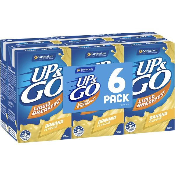 Up & Go Banana Milk Liquid Breakfast Cartons 250ml X 6 Cartons