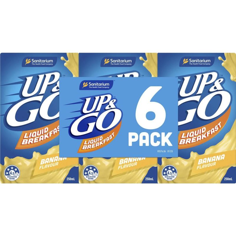 Up & Go Banana Milk Liquid Breakfast Cartons 250ml X 6 Cartons