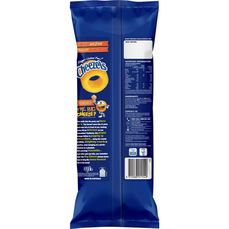 Cheezels Original Cheese Chips Snack 5 Pack 114g