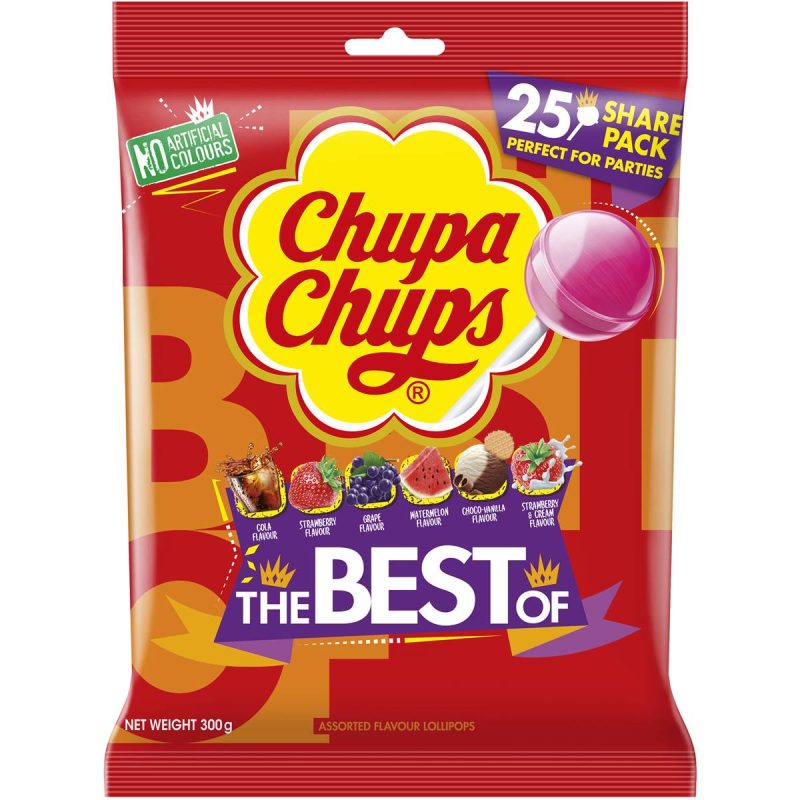 Chupa Chups Best Lollipops Flavours 25 Pack Bag