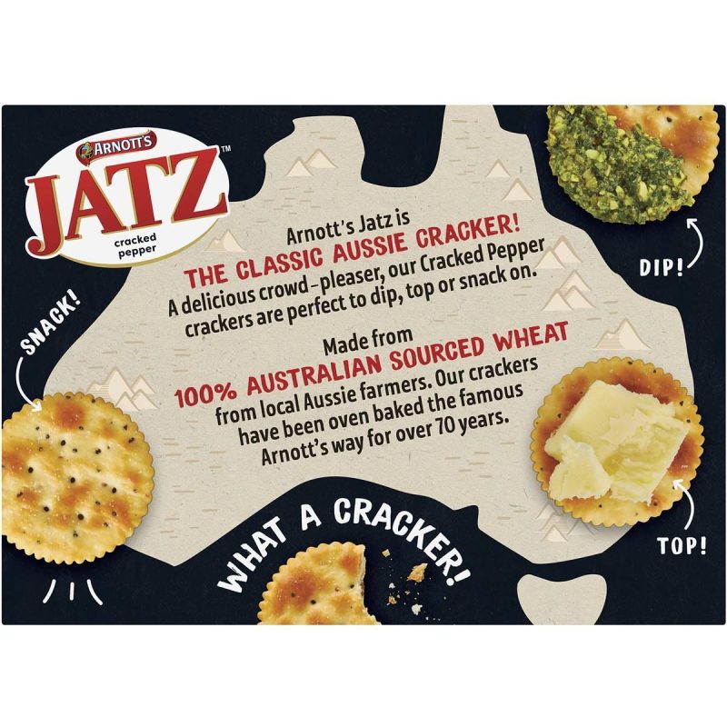 Arnotts Jatz Cracked Pepper Crackers Biscuits 225g