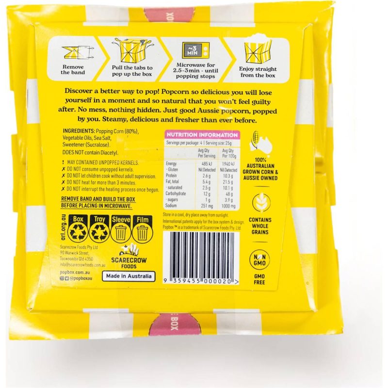 Pop Box Sweet and Salty Flavour Microwave Popcorn 100g