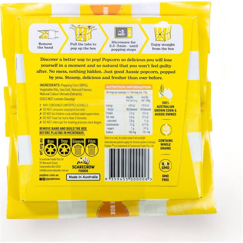 Pop Box Butter Flavour Microwave Popcorn 100g