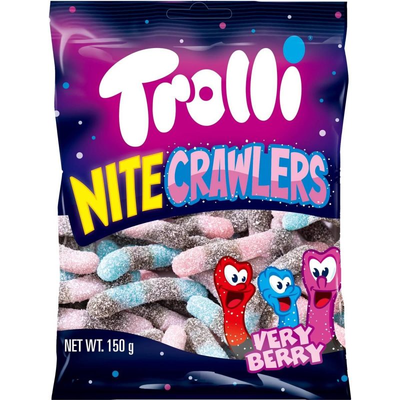 Trolli Night Crawlers Very Berry Sour Gummy Worms 150g
