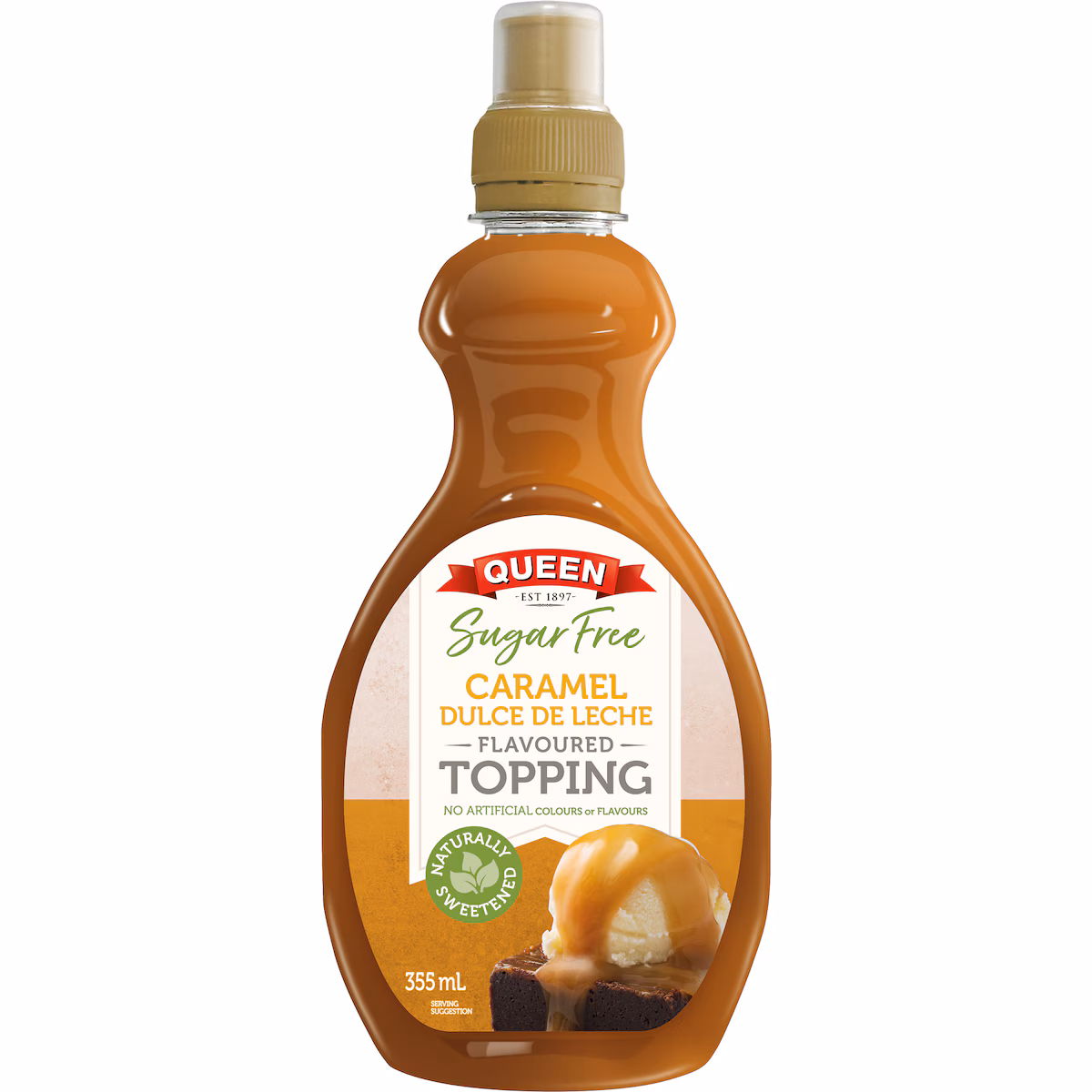Queen Sugar Free Caramel Dulce De Leche Flavoured Topping Sauce 355ml