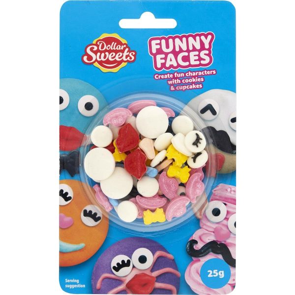Dollar Sweets Funny Faces Cake Decoration Candy 25g