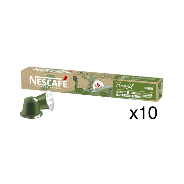Nescafe Brazil Lungo Coffee Pods Capsules 10 Pack