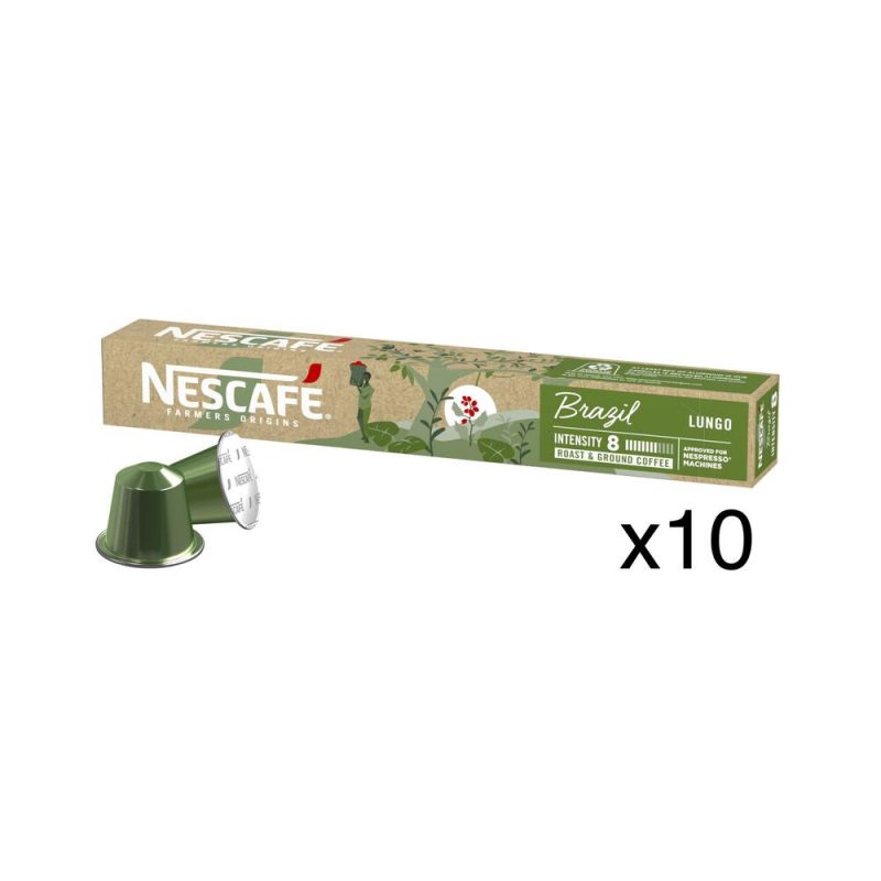 Nescafe Brazil Lungo Coffee Pods Capsules 10 Pack