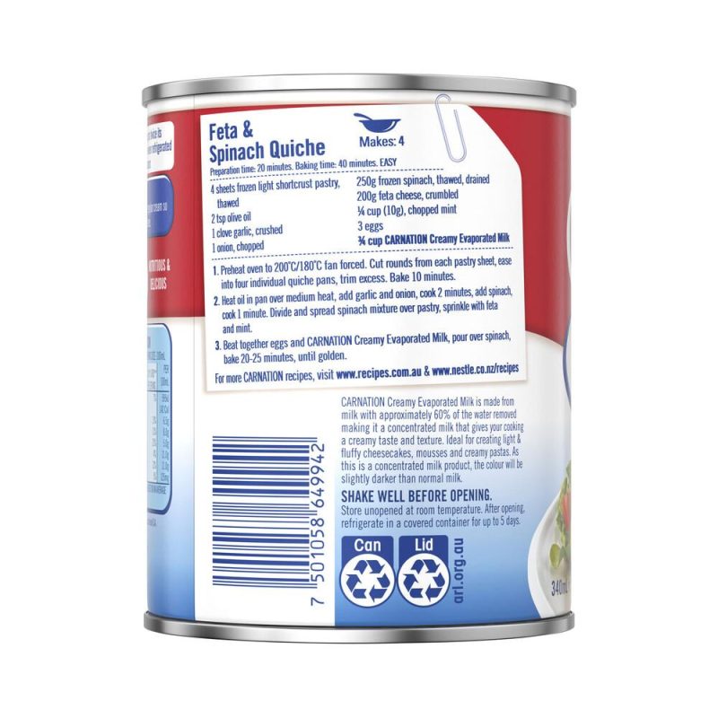 Nestle Carnation Full Cream Evaporated Milk Tin 340ml