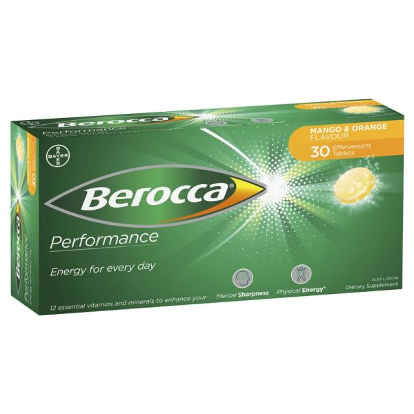 Berocca Energy Vitamin Orange and Mango Effervescent Tablets 30 Pack