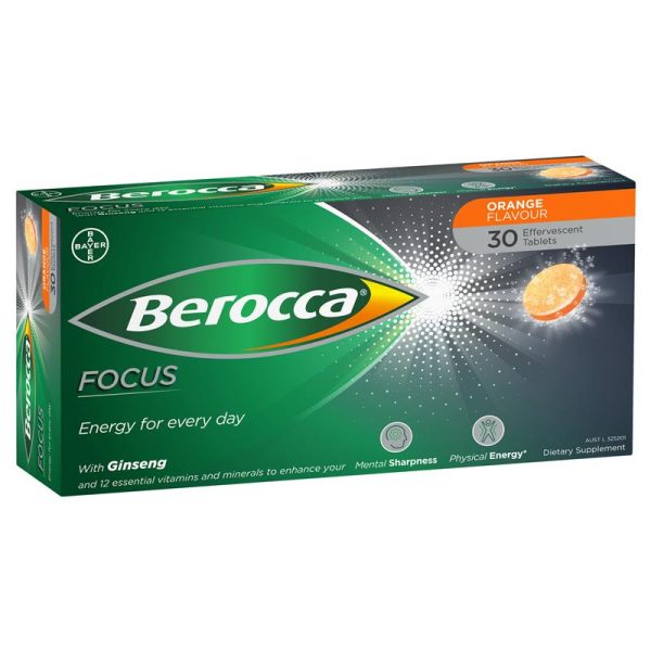 Berocca Sports Focus Energy Vitamin Orange Effervescent Tablets 30 Pack