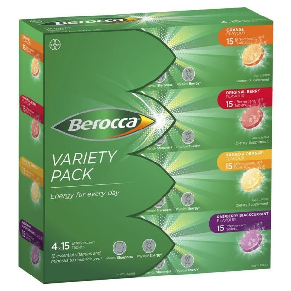 Berocca Energy Vitamin Assorted Flavours Effervescent Tablets 60 Pack