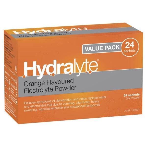 Hydralyte Electrolyte Hydration Powder Orange Sachets 24 Pack