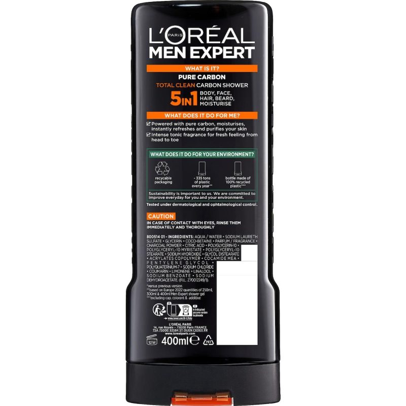 L’Oreal Men Expert Pure Carbon Total Clean Shower Gel 400ml