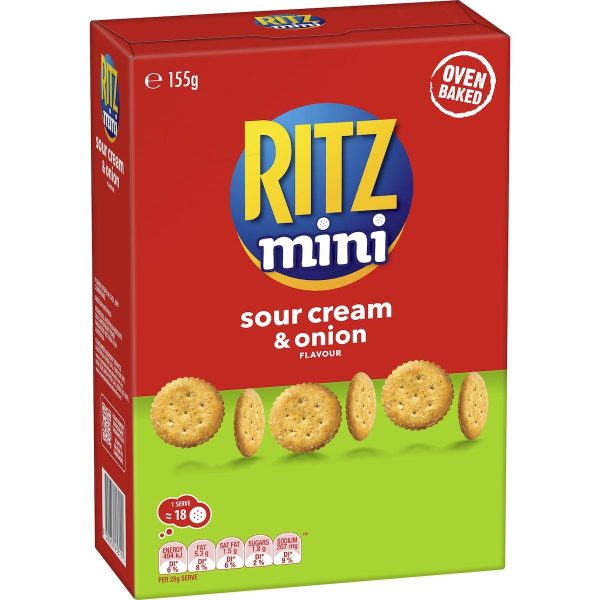 Nabisco Ritz Mini Sour Cream & Onion Crackers Biscuits Pack 155g
