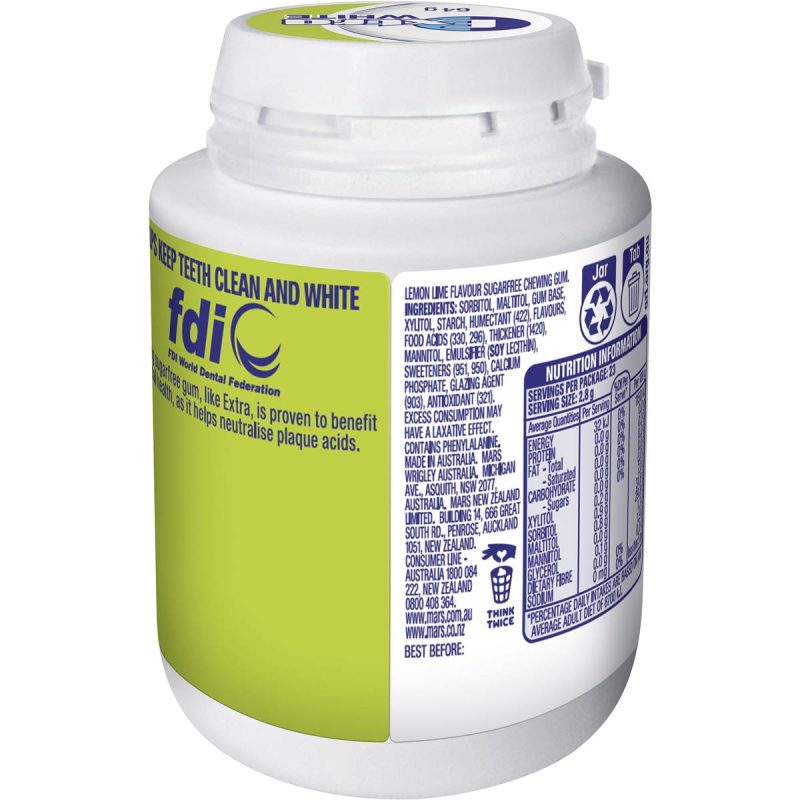 Wrigleys Extra White Chewing Gum Lemon Lime 64g X 6 Bottles