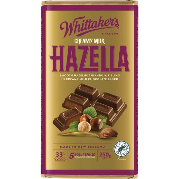 Whittakers Hazella Hazelnut Milk Chocolate Block 250g