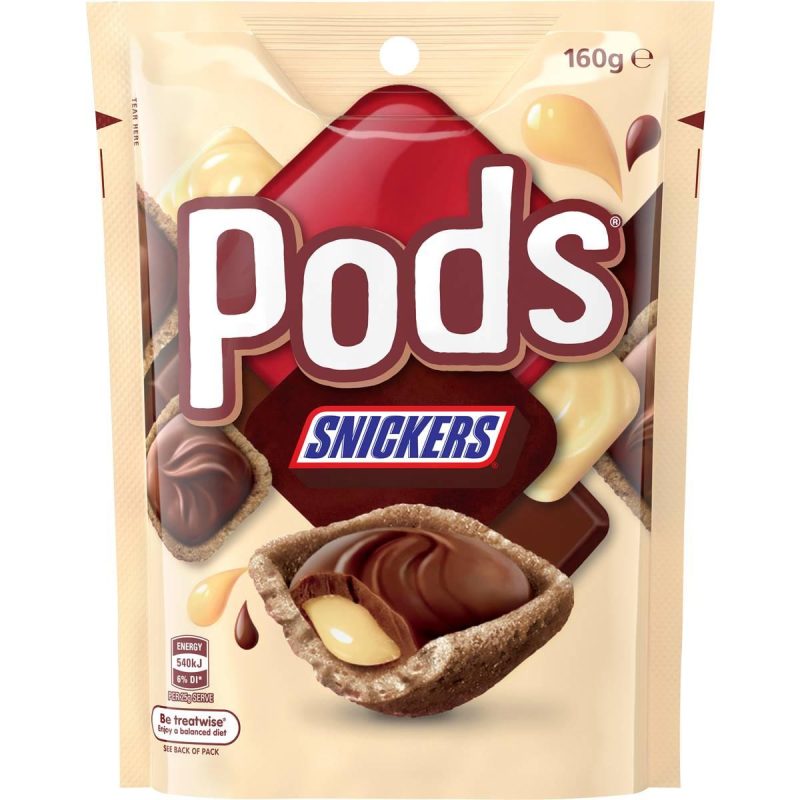 Pods Snickers Chocolate Snack Share Party Bag 160g