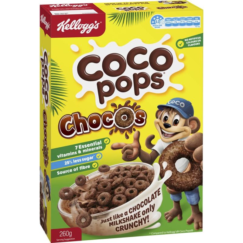 Kelloggs Coco Pops Chocos Chocolate Rings Cereal 260g