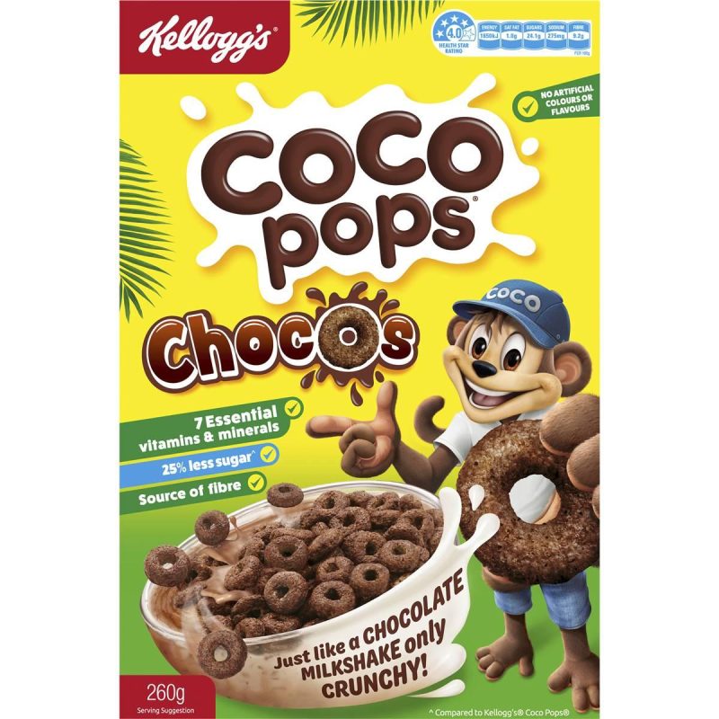 Kelloggs Coco Pops Chocos Chocolate Rings Cereal 260g