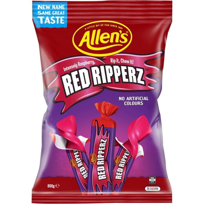 Allens Red Ripperz Redskins Raspberry Candy Bag 800g