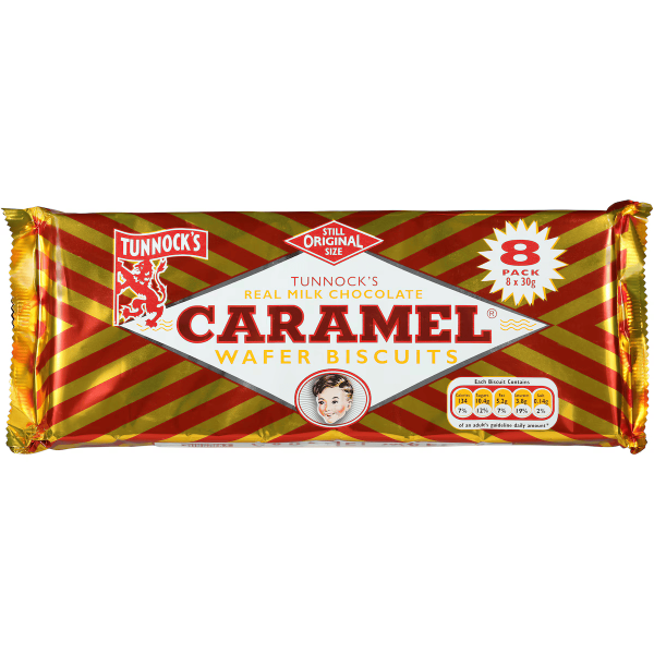 Tunnocks Caramel Wafer Biscuits 8 Pack 240g