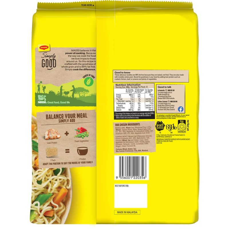 Maggi 2 Minute Instant Wholegrain Chicken Noodles 12 Pack