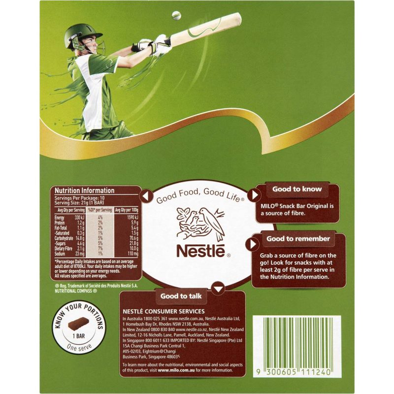 Nestle Milo Original Breakfast Cereal Snack Bars 10 Pack