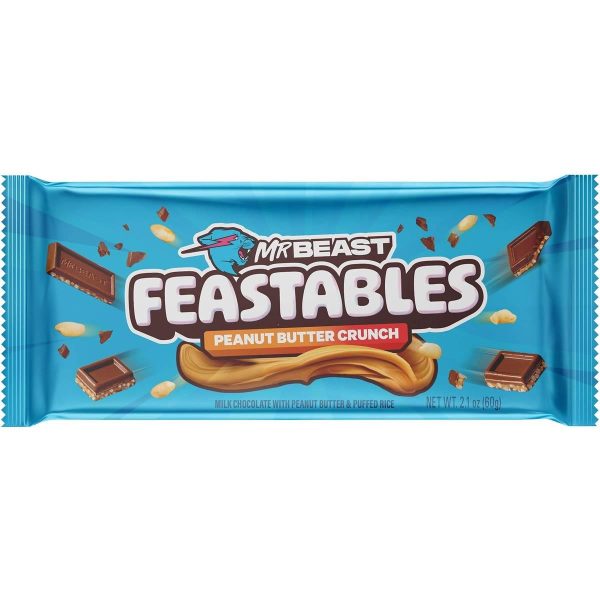 Mr Beast Feastables Peanut Butter Crunch Chocolate Bar 60g