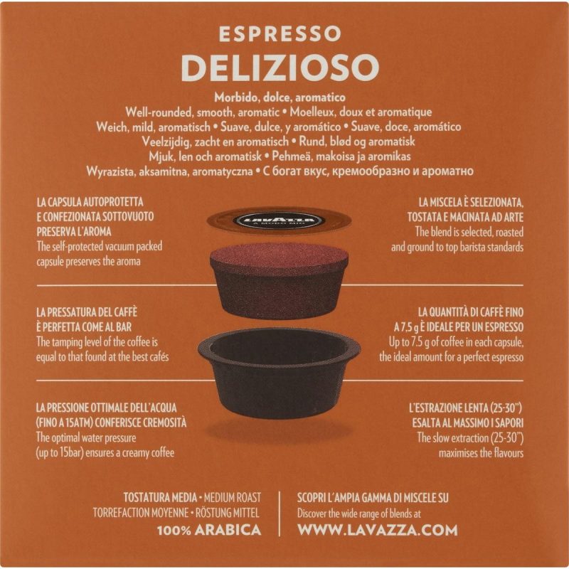 Lavazza Delizioso Espresso Coffee Pods Capsules 16 Pack