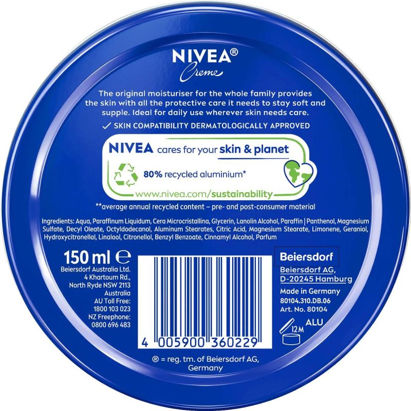 Nivea Creme Moisturiser Cream Tin 150ml