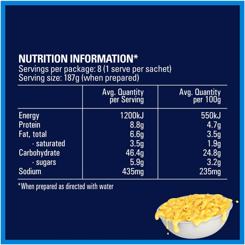 Kraft Easy Mac and Cheese Macaroni Pasta Classic Box 8 Pack 560g