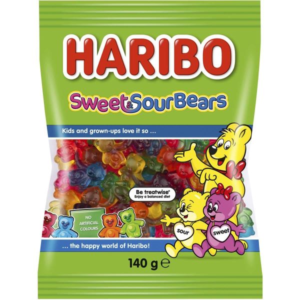 Haribo Sweet and Sour Gummy Bears Candy 140g