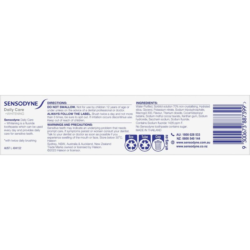 Sensodyne Daily Care Whitening Fluoride Toothpaste 2 Pack