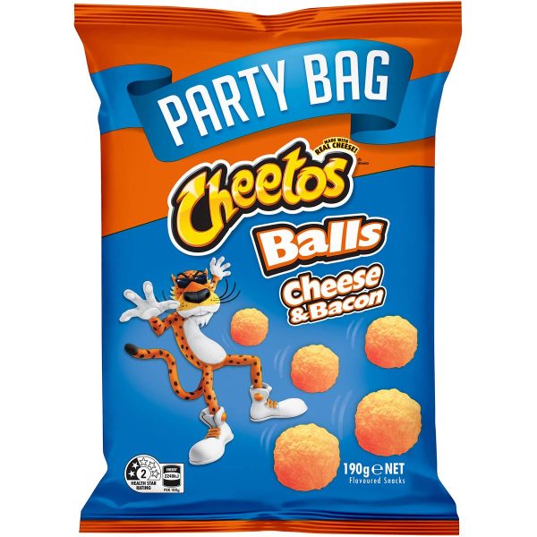 Cheetos Cheese and Bacon Balls Puffs Chips Snacks Pack Party Bag 165g