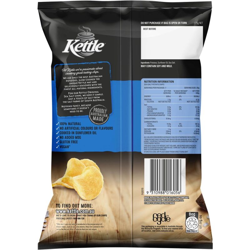 Kettle Original Sea Salt Potato Chips Pack 175g